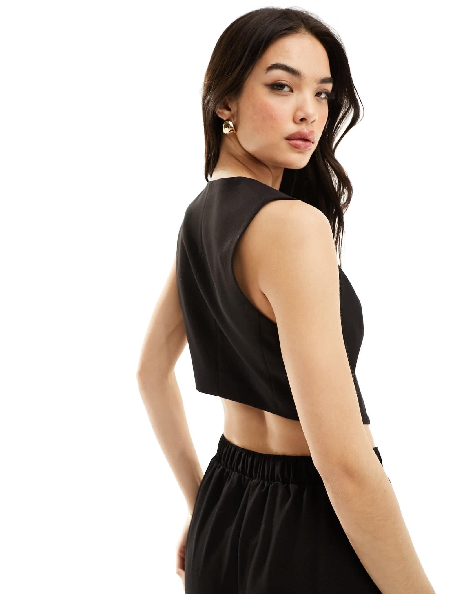 ASOS DESIGN cropped tailored waistcoat in black - ASOS Sample Sale EU Store