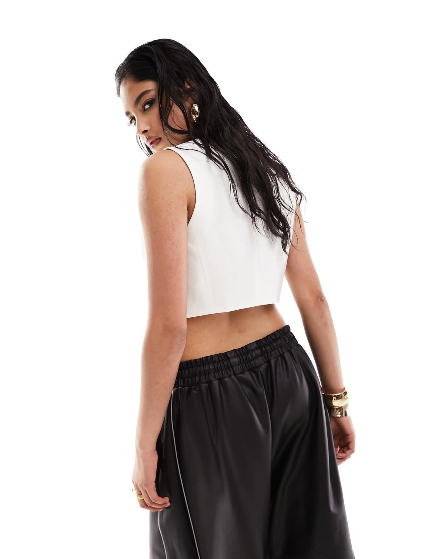 ASOS DESIGN cropped tailored waistcoat in ivory - ASOS Sample Sale EU Store