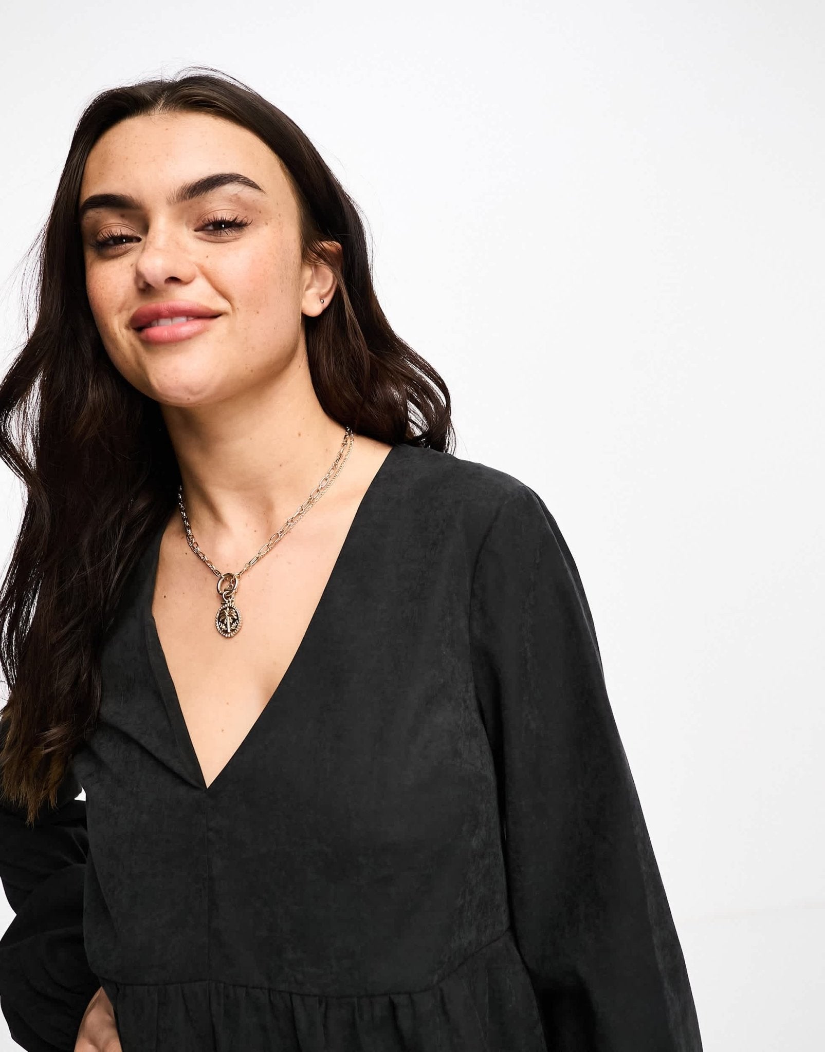 ASOS DESIGN cupro smock puff sleeve playsuit in black - ASOS Sample Sale EU Store
