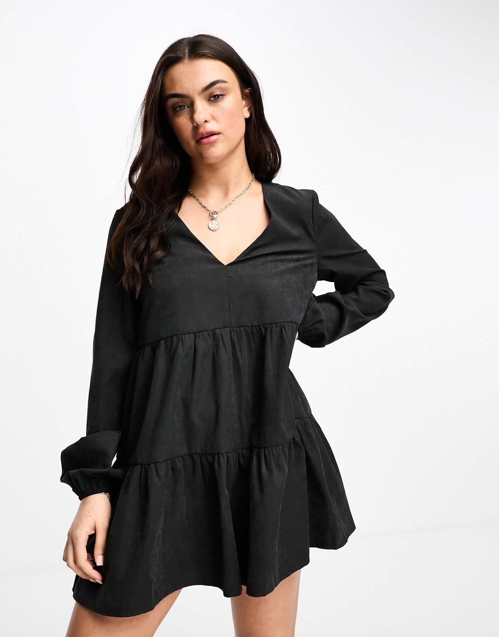 ASOS DESIGN cupro smock puff sleeve playsuit in black - ASOS Sample Sale EU Store