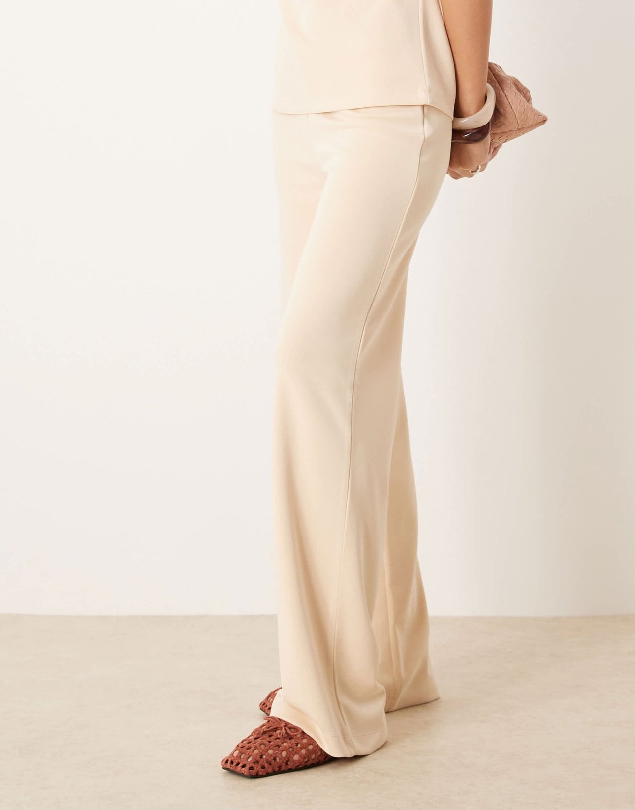 ASOS DESIGN cupro wide leg trouser co - ord in buttermilk - ASOS Sample Sale EU Store