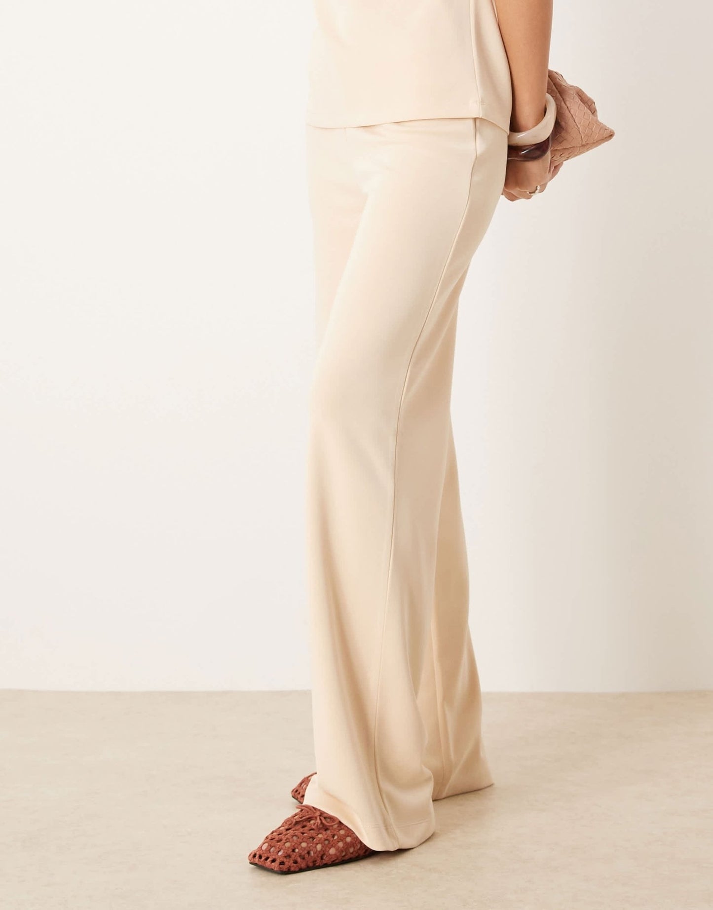 ASOS DESIGN cupro wide leg trouser co - ord in buttermilk - ASOS Sample Sale EU Store