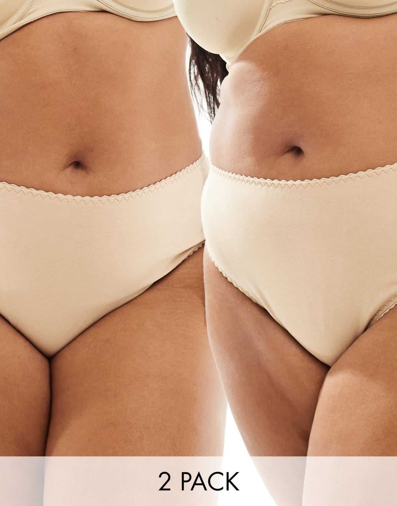 ASOS DESIGN Curve 2 pack Mila cotton brazillian brief in beige - ASOS Sample Sale EU Store