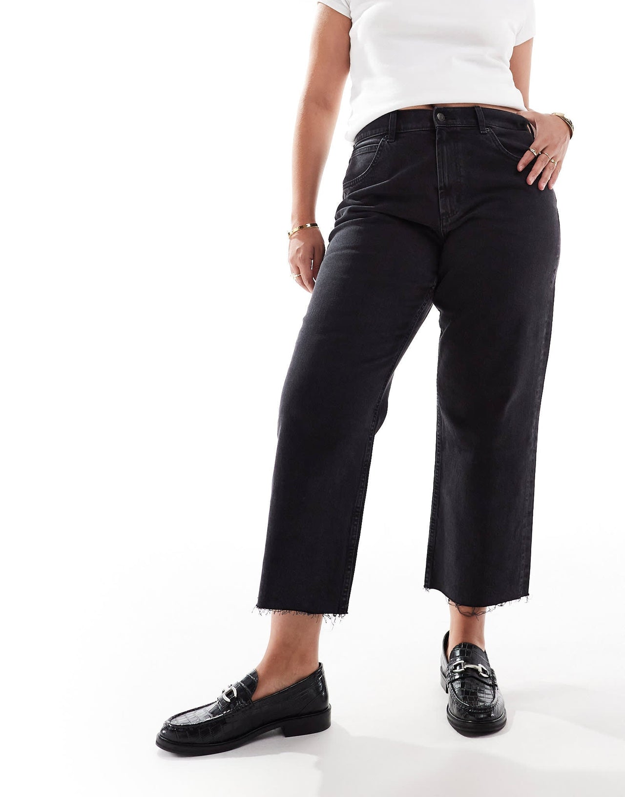 ASOS DESIGN Curve ankle grazer comfort stretch straight leg jeans in black - ASOS Sample Sale EU Store