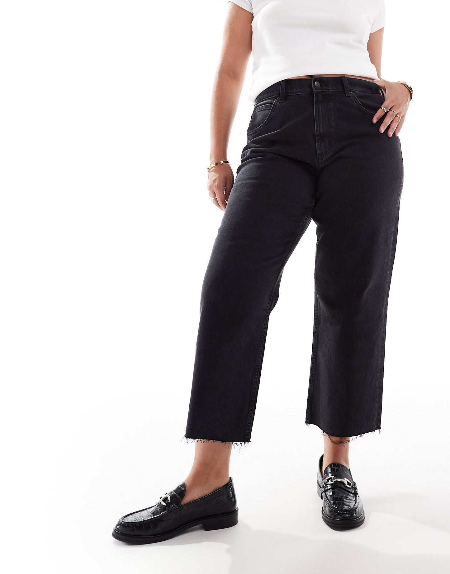 ASOS DESIGN Curve ankle grazer comfort stretch straight leg jeans in black - ASOS Sample Sale EU Store