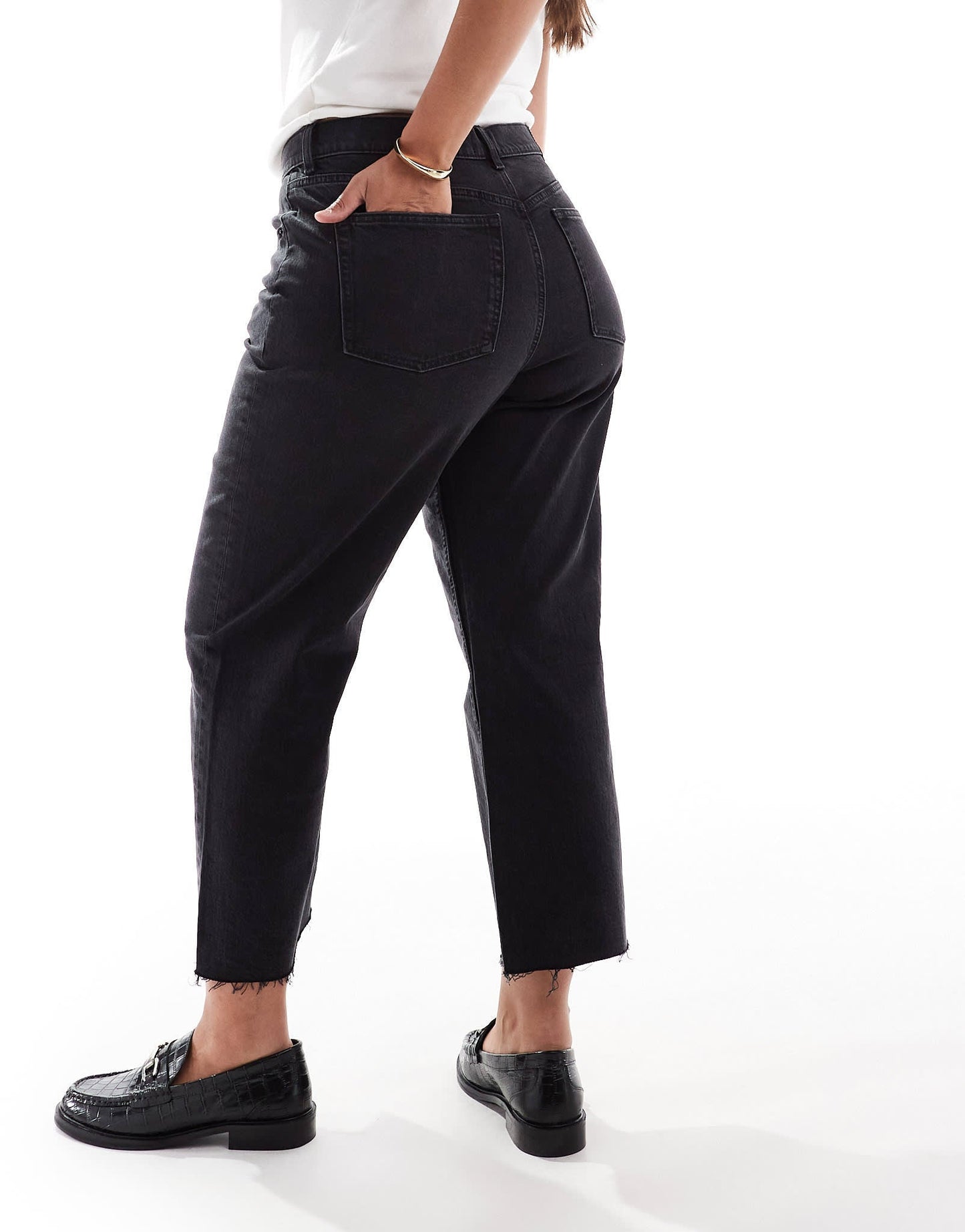 ASOS DESIGN Curve ankle grazer comfort stretch straight leg jeans in black - ASOS Sample Sale EU Store