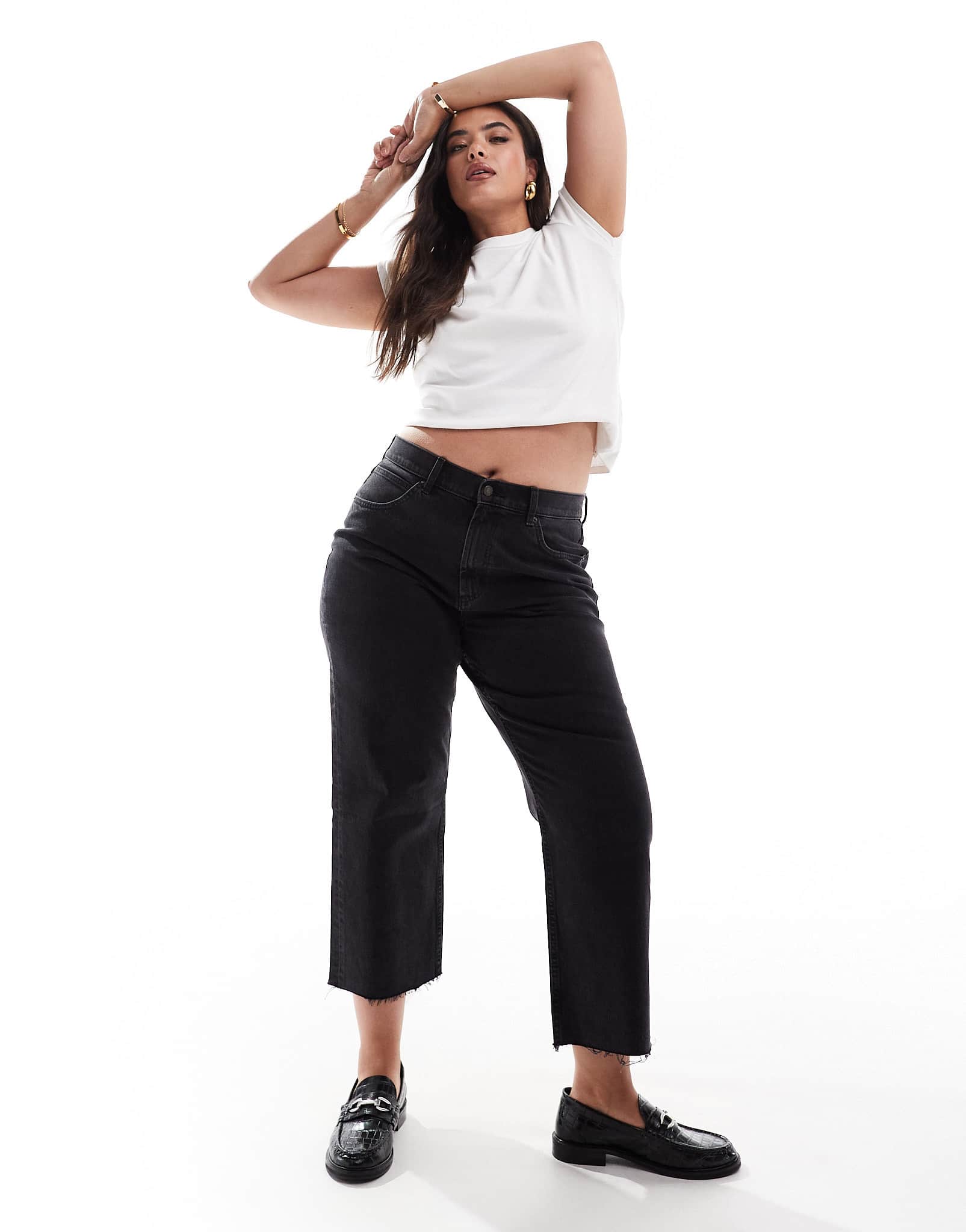 ASOS DESIGN Curve ankle grazer comfort stretch straight leg jeans in black - ASOS Sample Sale EU Store