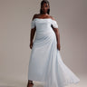 ASOS DESIGN Curve Bridesmaids draped bardot midaxi dress in light blue