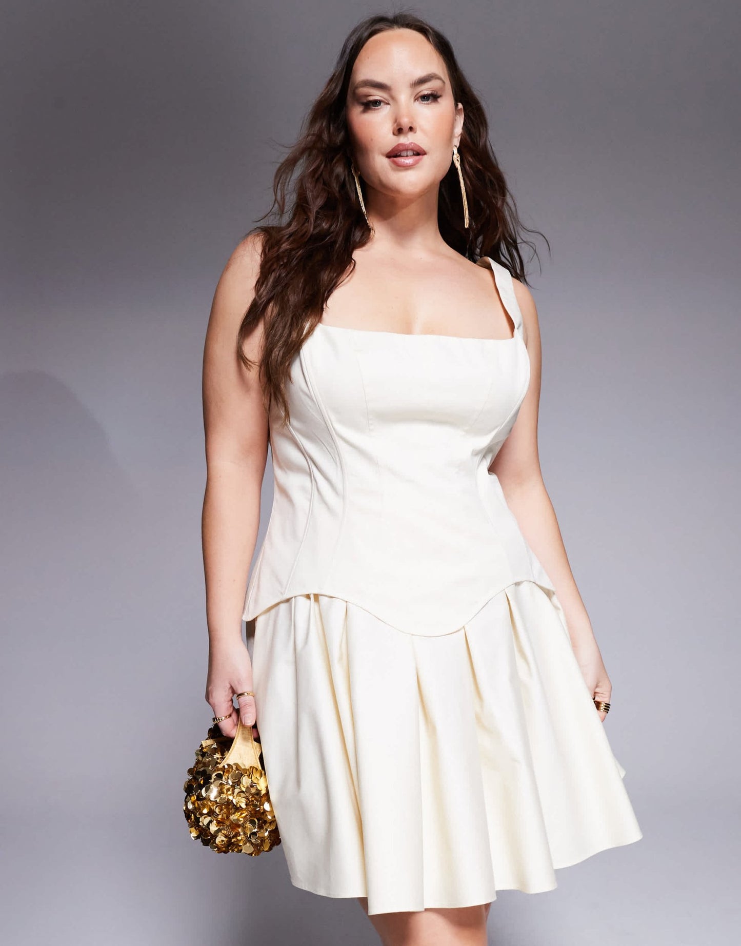 ASOS DESIGN Curve corset full skirt mini dress in antique white - ASOS Sample Sale EU Store