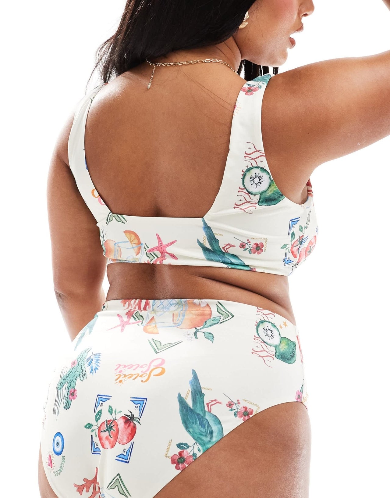 ASOS DESIGN Curve crop bikini top in postcard print - ASOS Sample Sale EU Store
