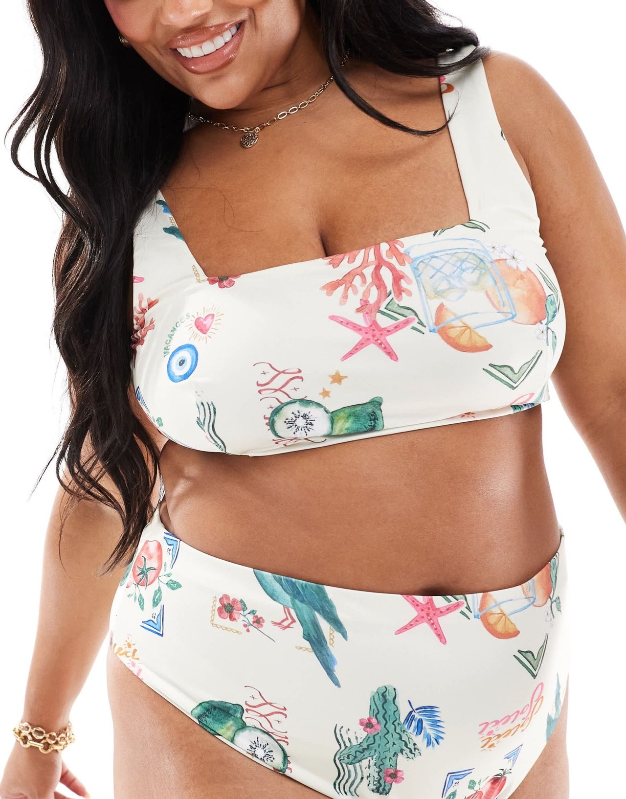 ASOS DESIGN Curve crop bikini top in postcard print - ASOS Sample Sale EU Store