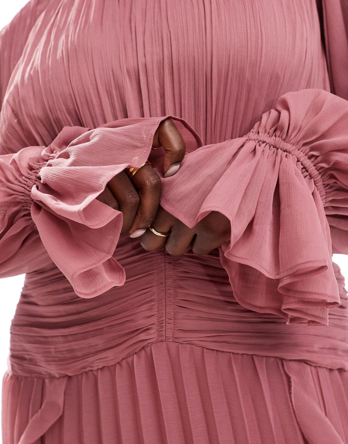 ASOS DESIGN Curve high neck ruched belt detail maxi dress in dusky pink - ASOS Sample Sale EU Store