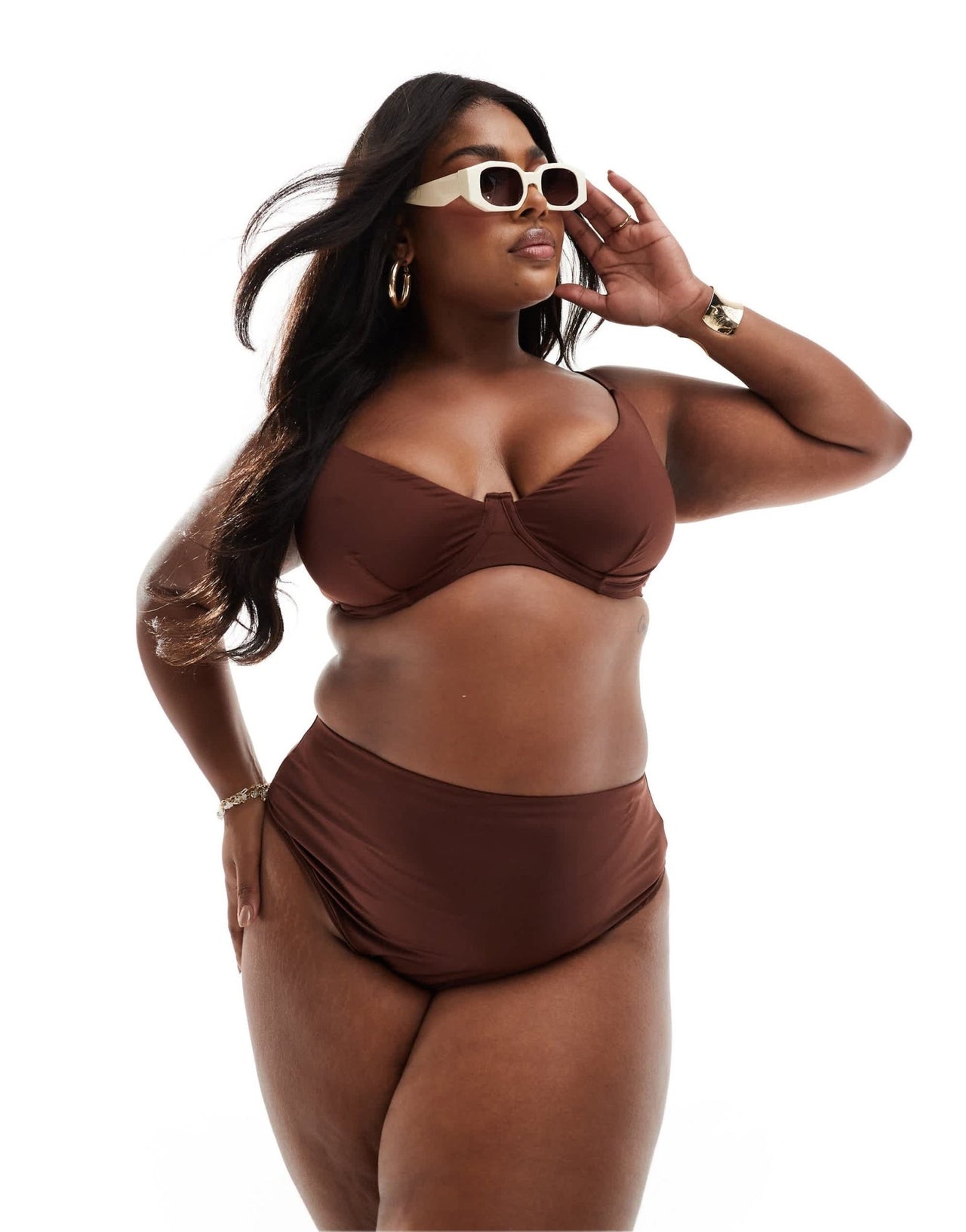 ASOS DESIGN Curve Maya high leg high waist bikini bottom in chocolate brown - ASOS Sample Sale EU Store