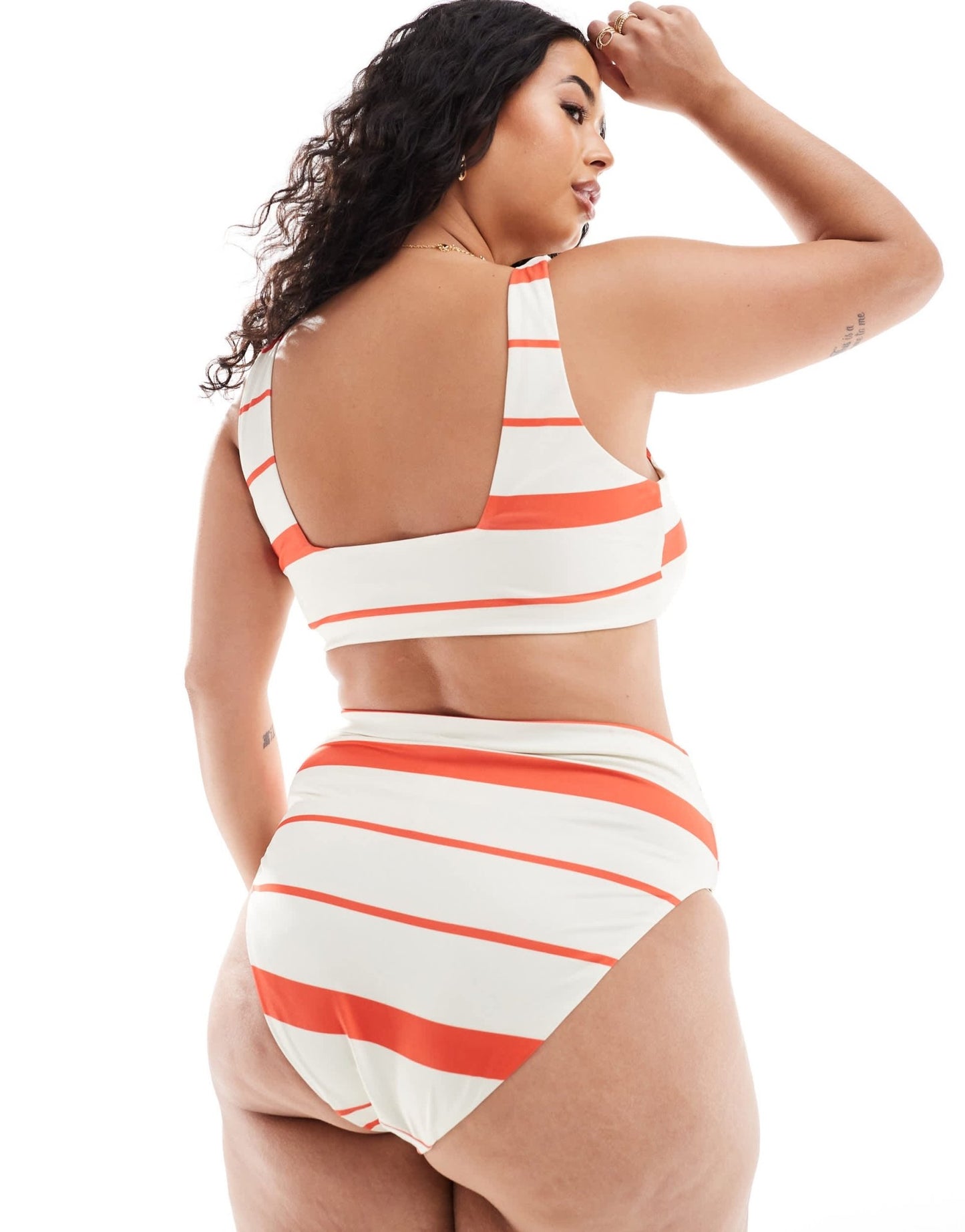 ASOS DESIGN Curve Mia mix & match high leg high waist bikini bottom in tomato stripe - ASOS Sample Sale EU Store