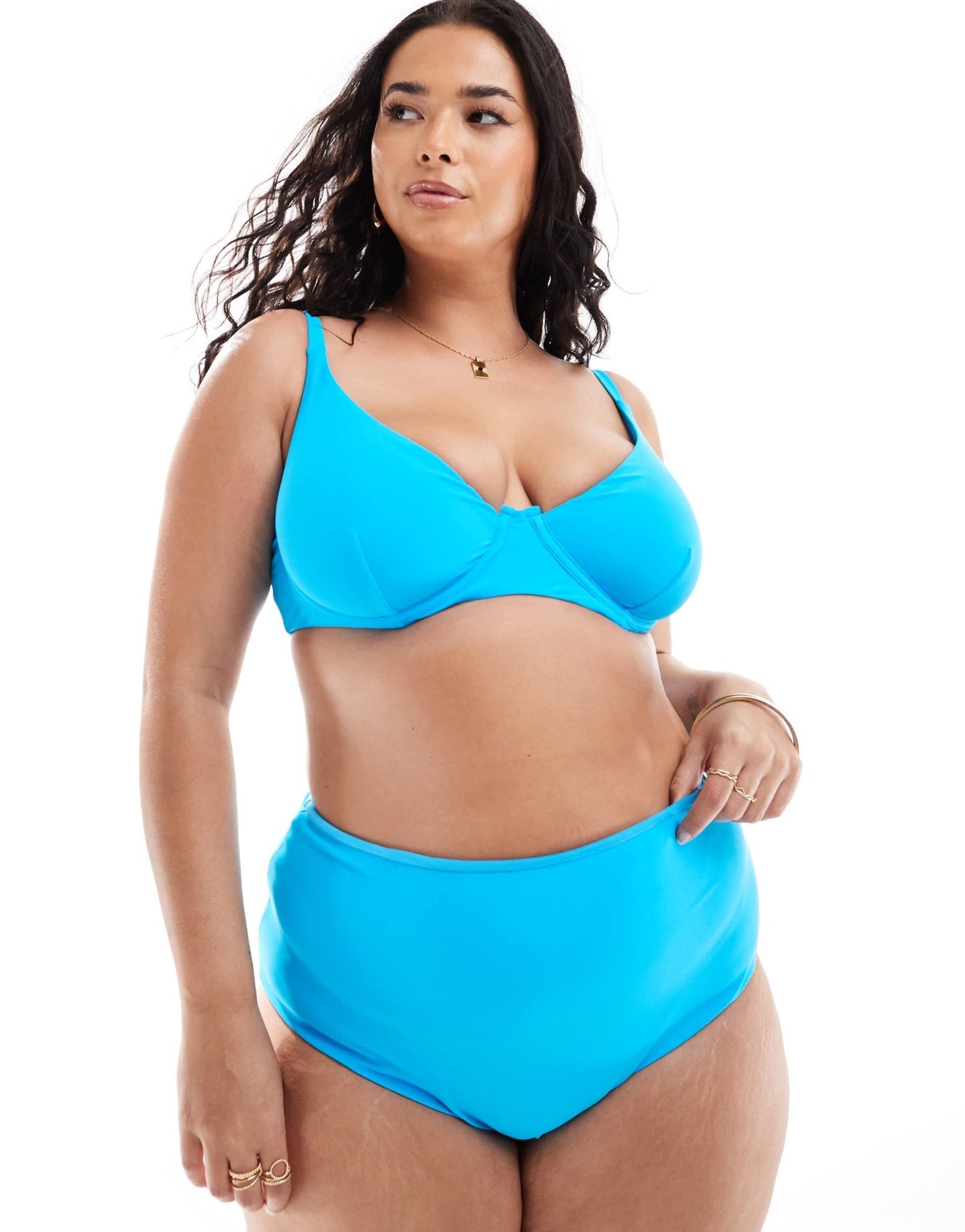 ASOS DESIGN Curve mix and match high waist bikini bottom in bright blue - ASOS Sample Sale EU Store