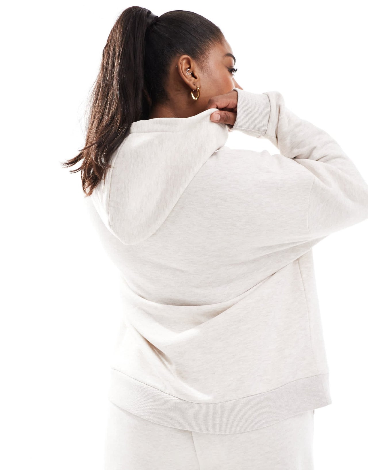 ASOS DESIGN Curve oversized hoodie co - ord with chenille New Jersey graphic in oatmeal marl - ASOS Sample Sale EU Store