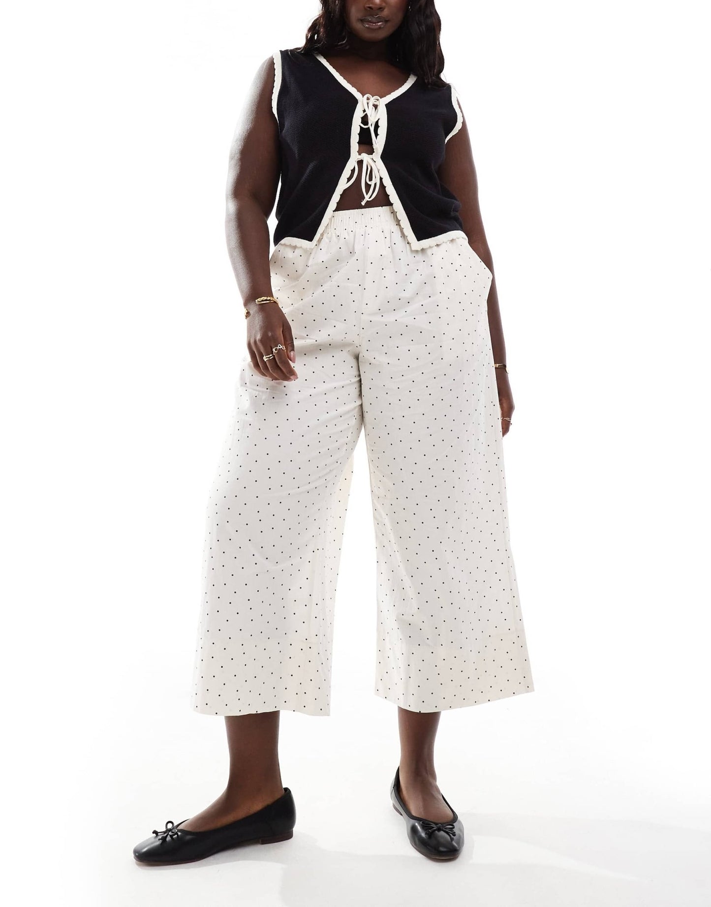 ASOS DESIGN Curve poplin trousers in white spot - ASOS Sample Sale EU Store