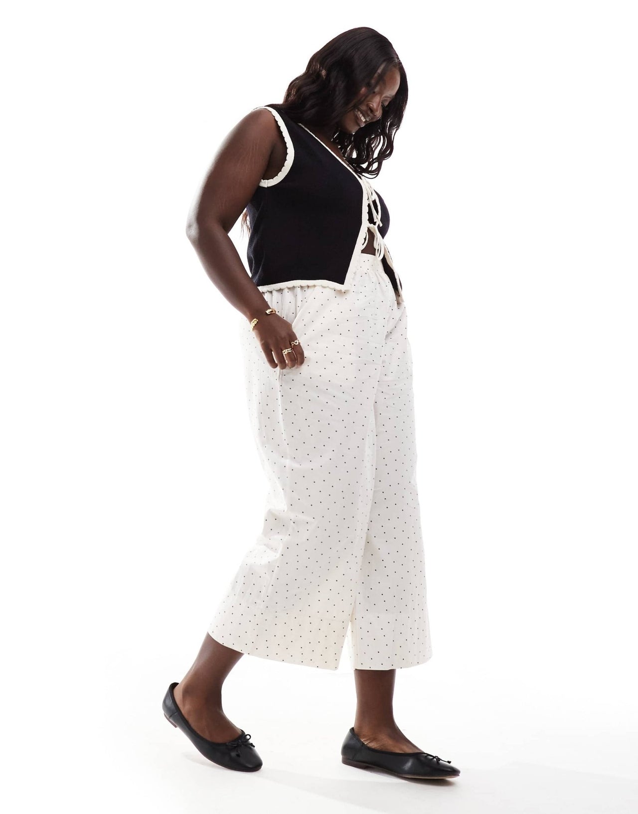 ASOS DESIGN Curve poplin trousers in white spot - ASOS Sample Sale EU Store