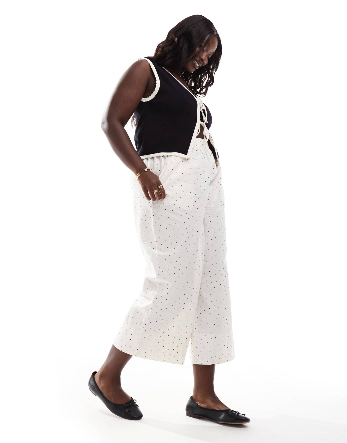 ASOS DESIGN Curve poplin trousers in white spot - ASOS Sample Sale EU Store
