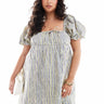 ASOS DESIGN Curve puffed sleeve smock mini dress in yellow stripe