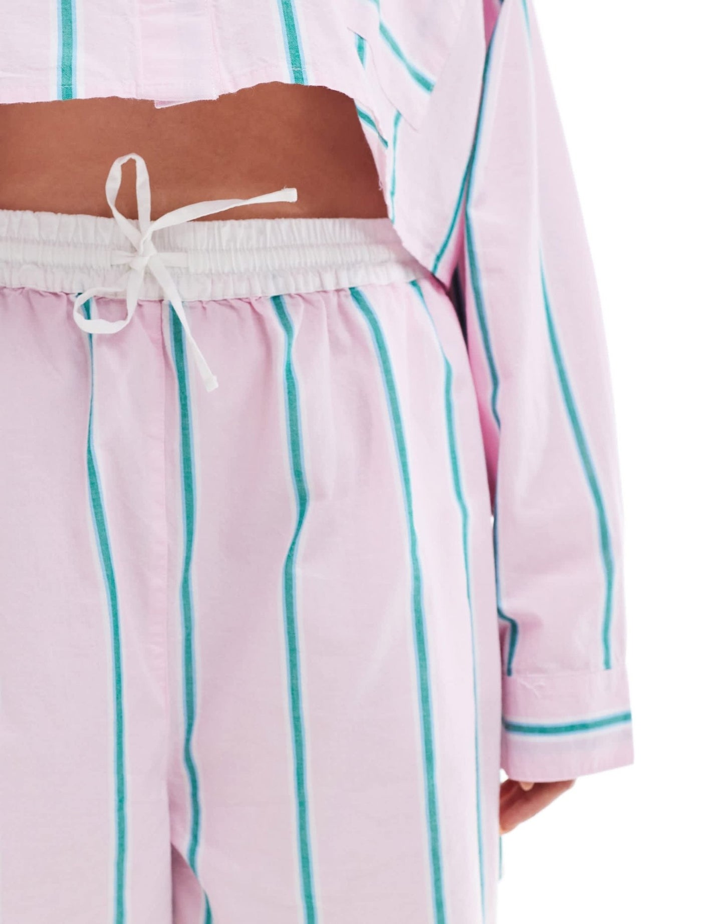 ASOS DESIGN Curve shorts with contrast waist in pink stripe - ASOS Sample Sale EU Store