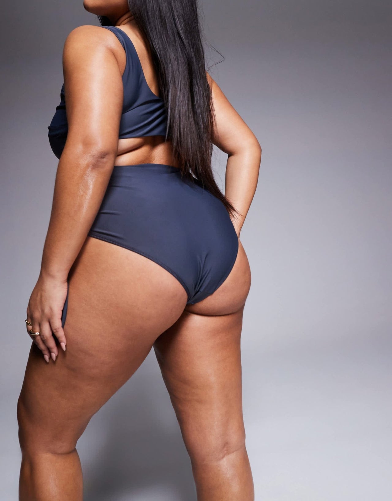 ASOS DESIGN Curve Sierra high waist bikini bottom with ties in slate grey - ASOS Sample Sale EU Store