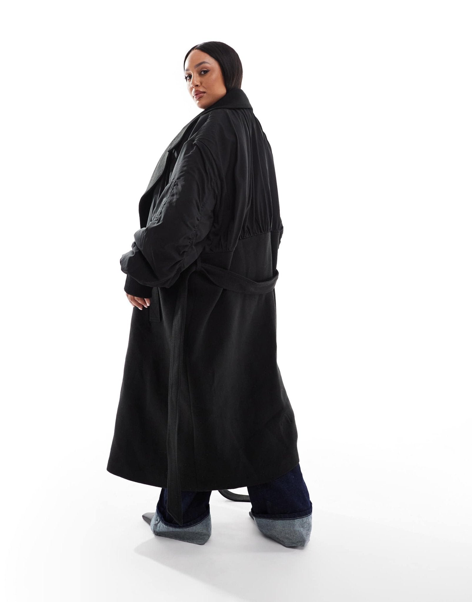 ASOS DESIGN Curve spliced formal bomber coat in black - ASOS Sample Sale EU Store