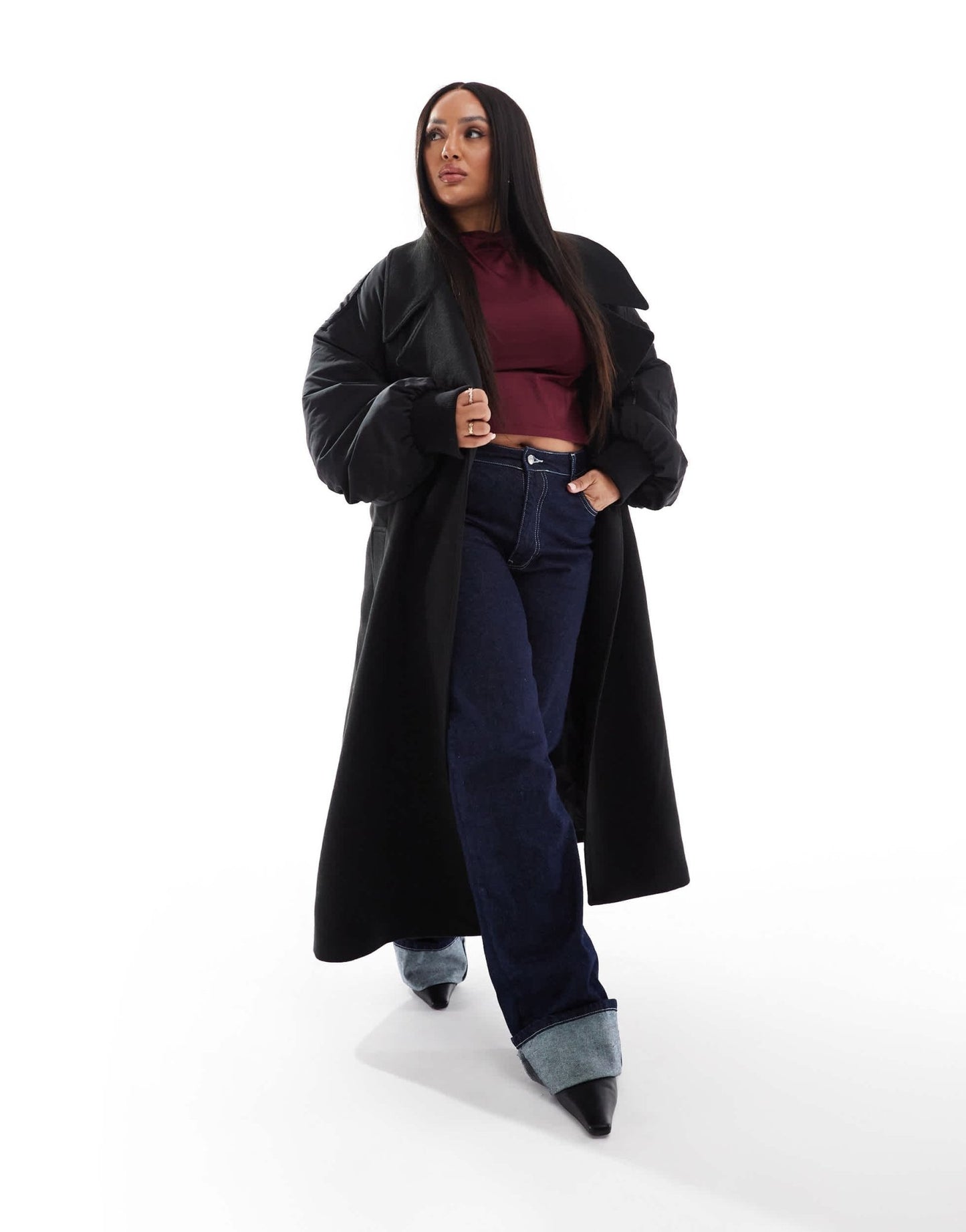 ASOS DESIGN Curve spliced formal bomber coat in black - ASOS Sample Sale EU Store