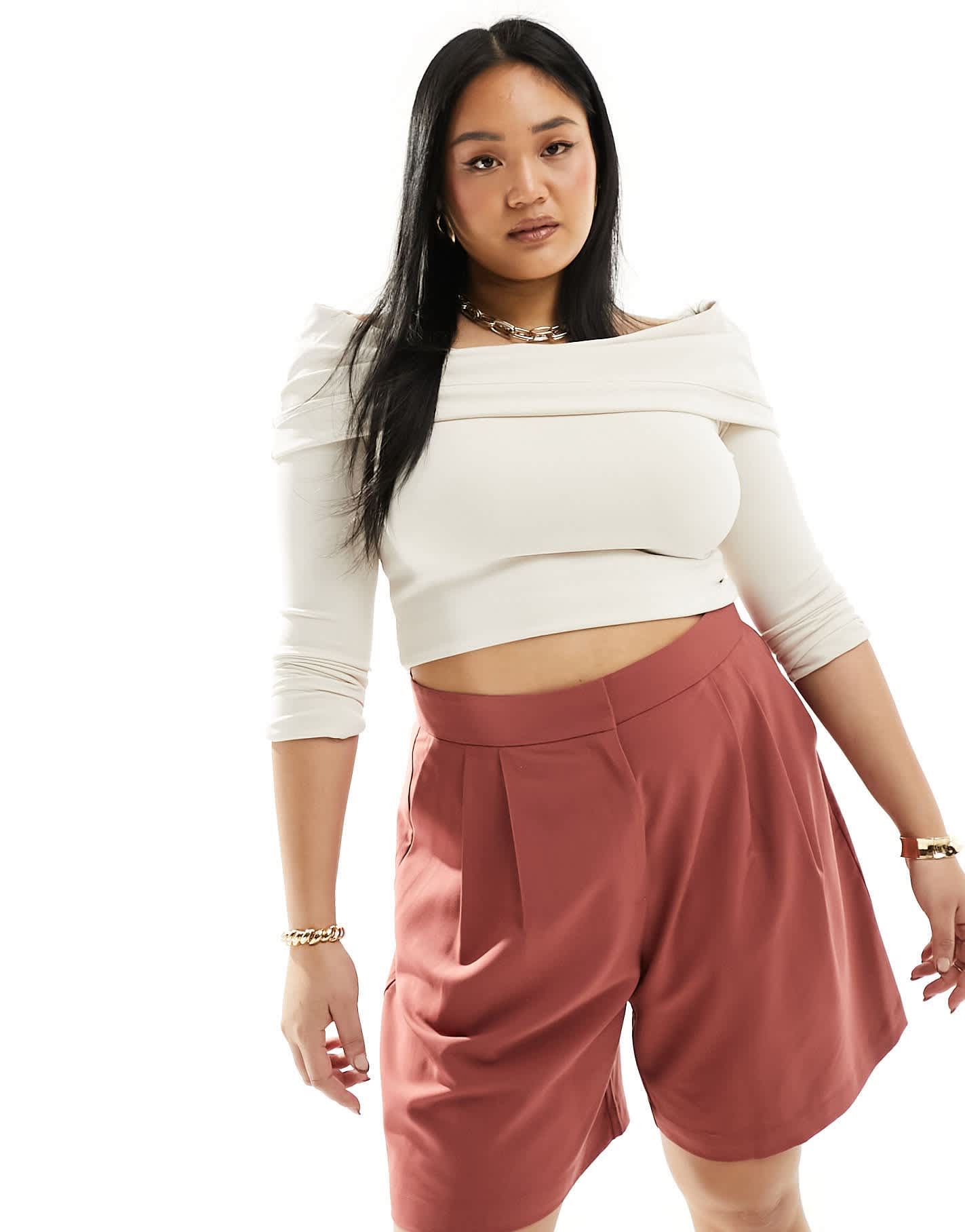 ASOS DESIGN Curve tailored longline short in rust - ASOS Sample Sale EU Store