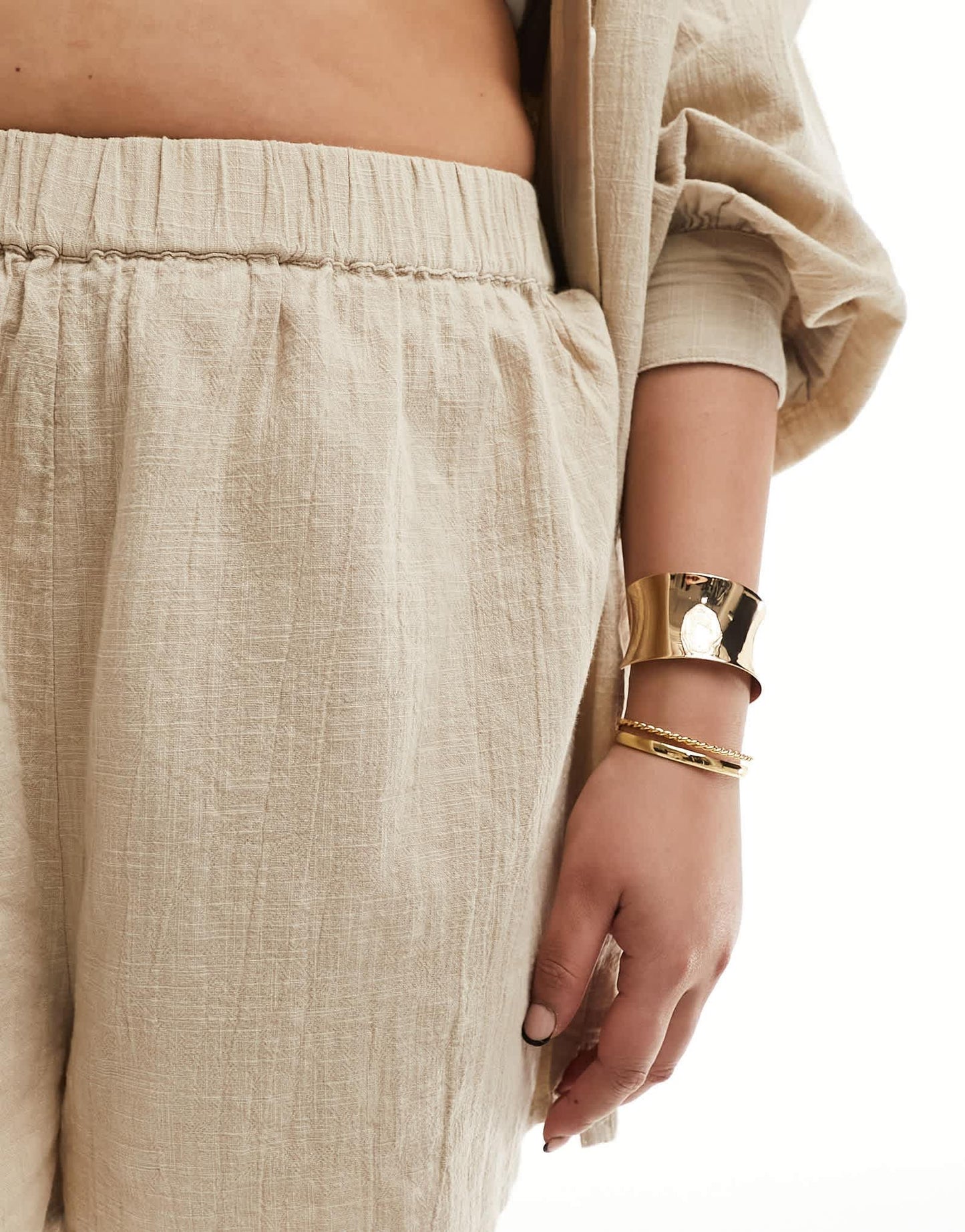 ASOS DESIGN Curve textured beach short co - ord in natural - ASOS Sample Sale EU Store