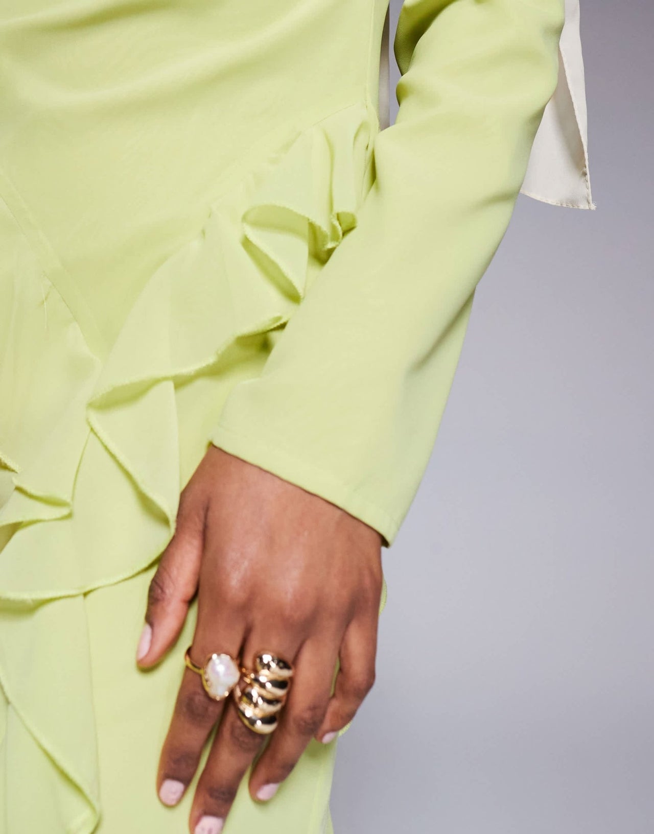 ASOS DESIGN curved drape detail maxi dress in lime green - ASOS Sample Sale EU Store