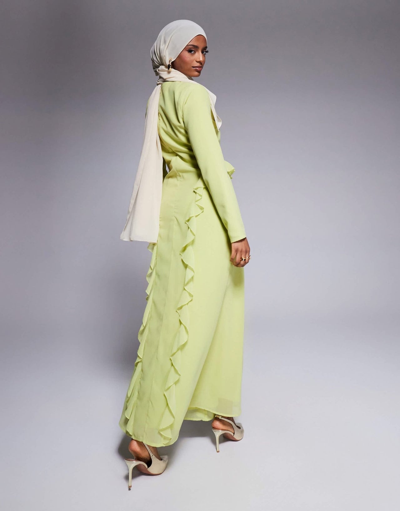 ASOS DESIGN curved drape detail maxi dress in lime green - ASOS Sample Sale EU Store