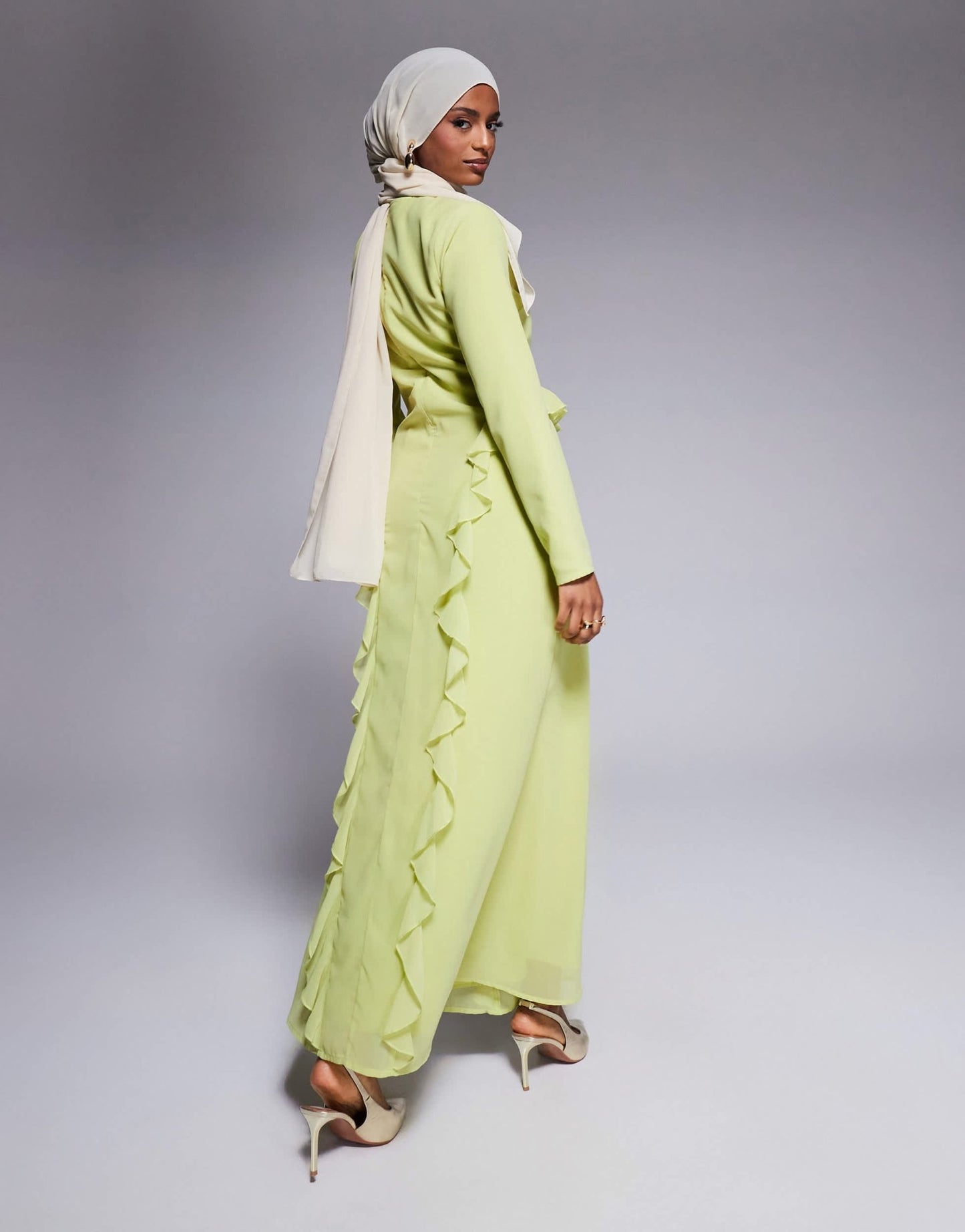 ASOS DESIGN curved drape detail maxi dress in lime green - ASOS Sample Sale EU Store