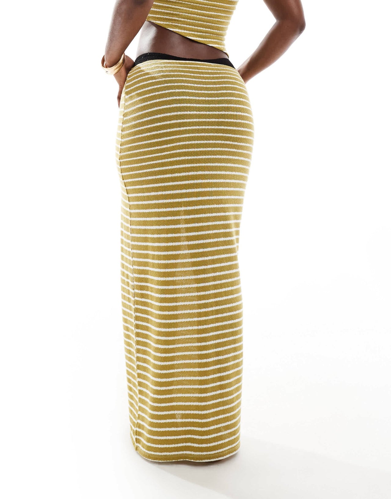 ASOS DESIGN Dawn knit beach skirt with hardware in cream & green stripe - ASOS Sample Sale EU Store