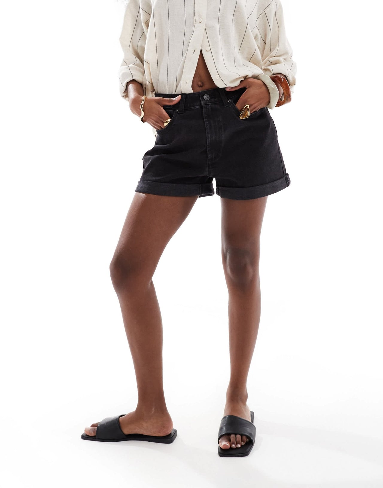 ASOS DESIGN denim comfort mom short in washed black - ASOS Sample Sale EU Store