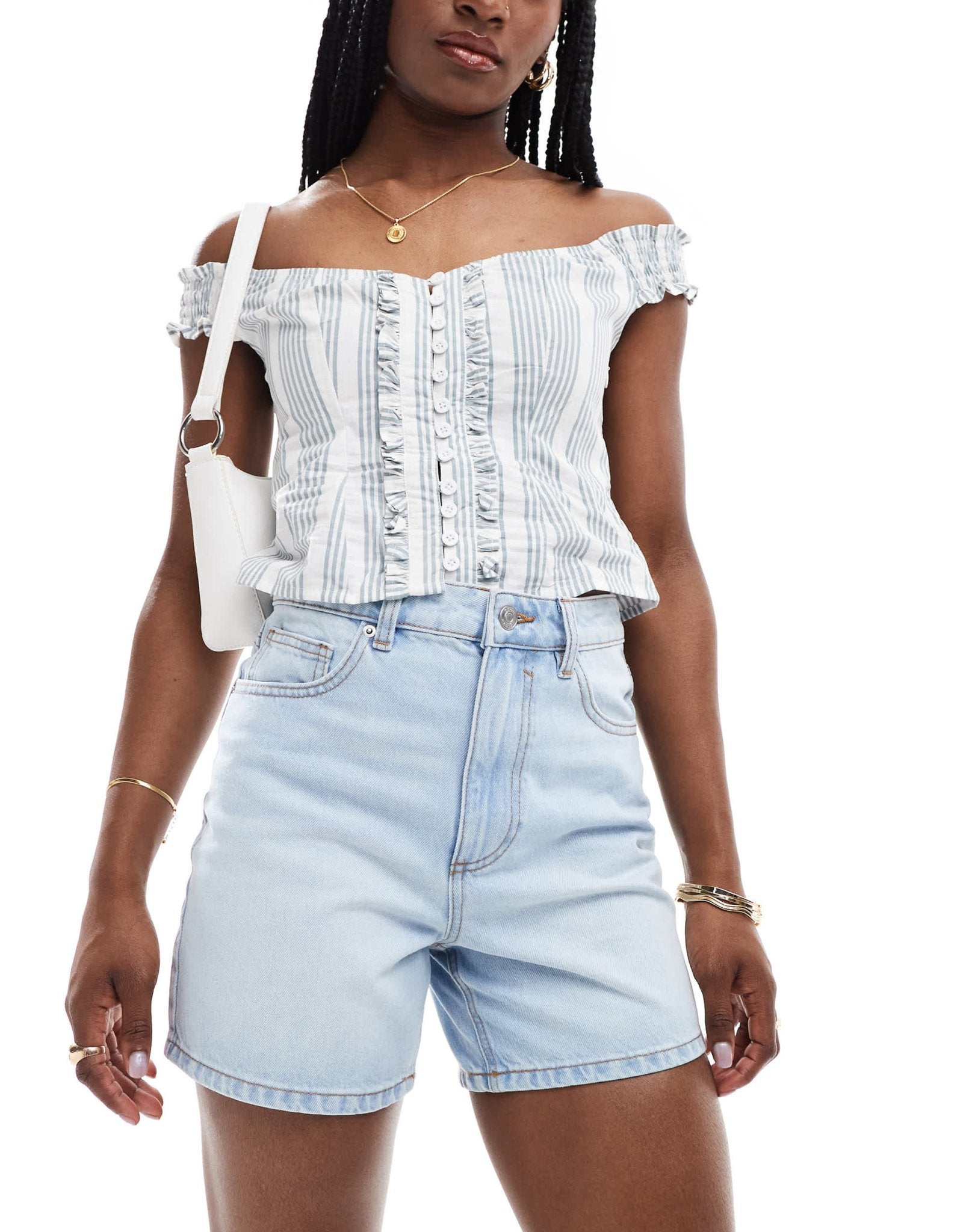 ASOS DESIGN denim dad short in light wash blue - ASOS Sample Sale EU Store