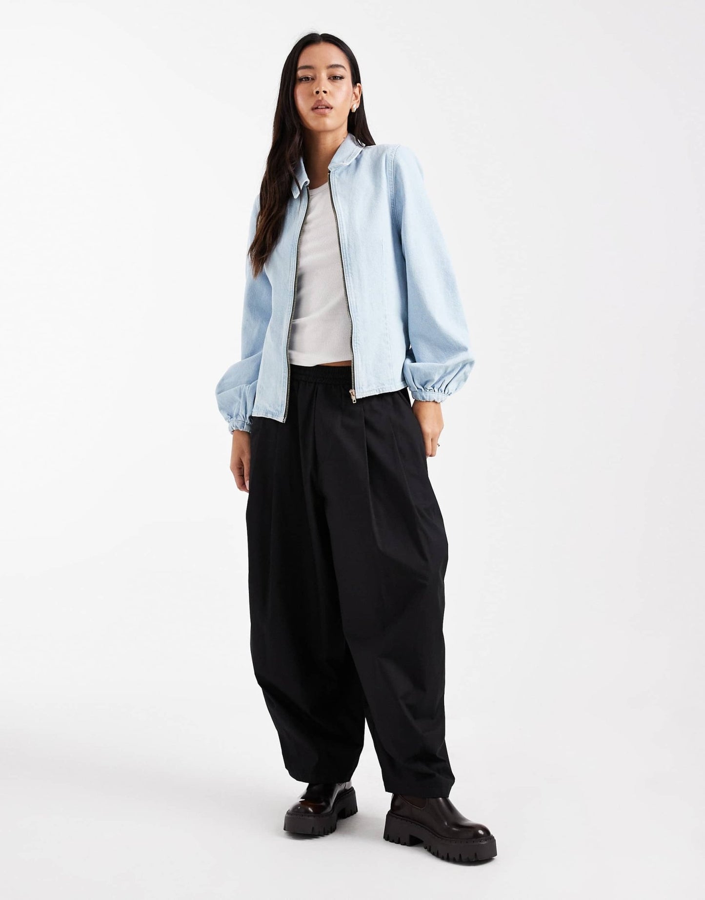 ASOS DESIGN denim dress with puff sleeves in indigo - ASOS Sample Sale EU Store