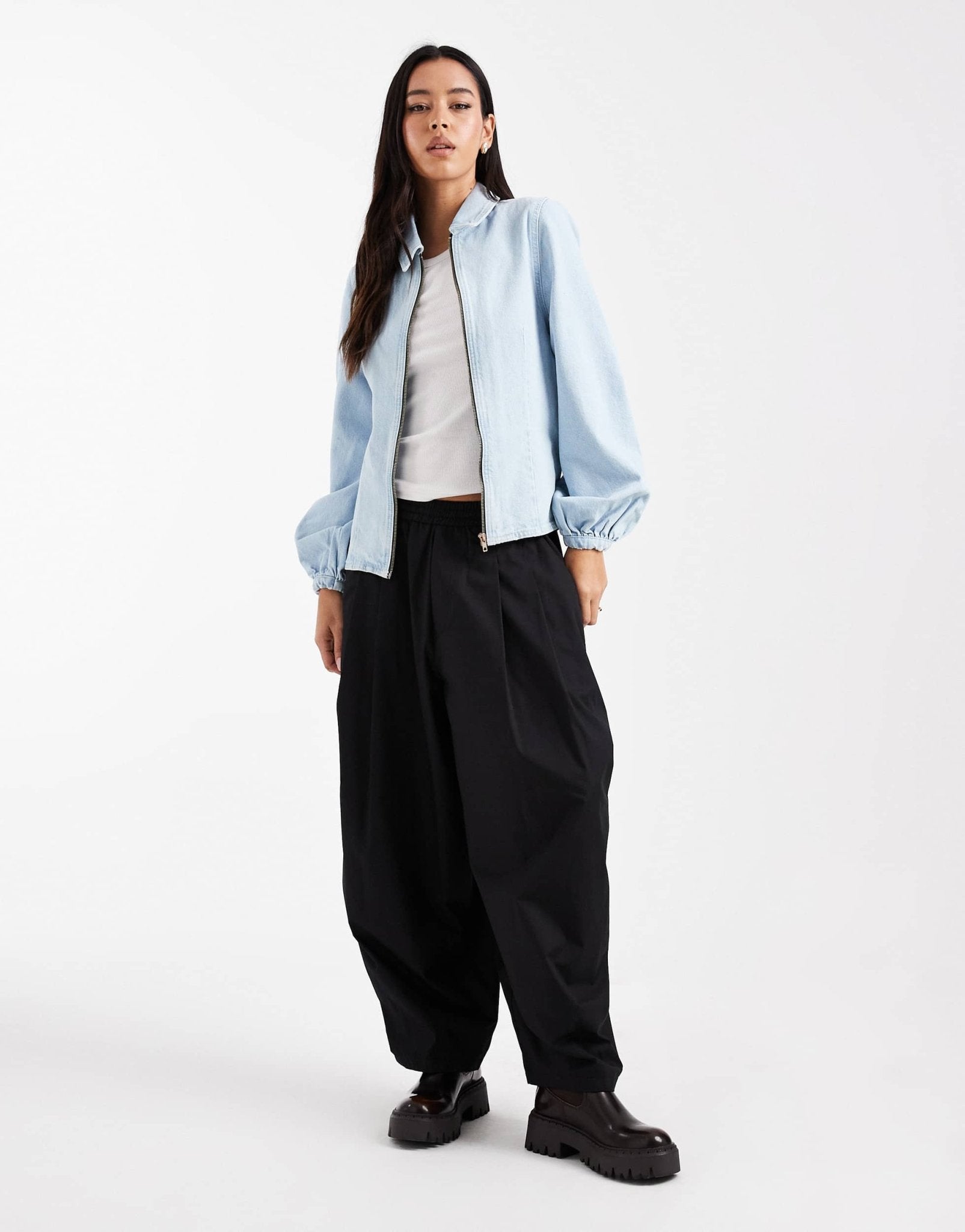 ASOS DESIGN denim dress with puff sleeves in indigo - ASOS Sample Sale EU Store