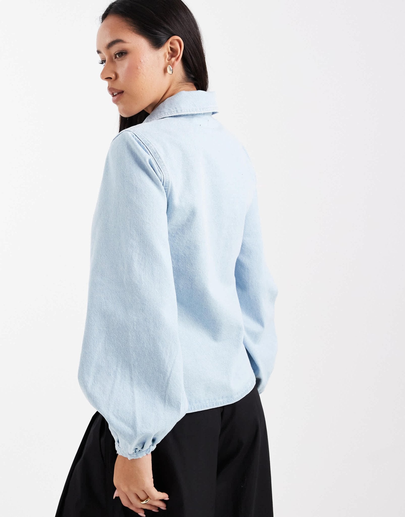 ASOS DESIGN denim dress with puff sleeves in indigo - ASOS Sample Sale EU Store