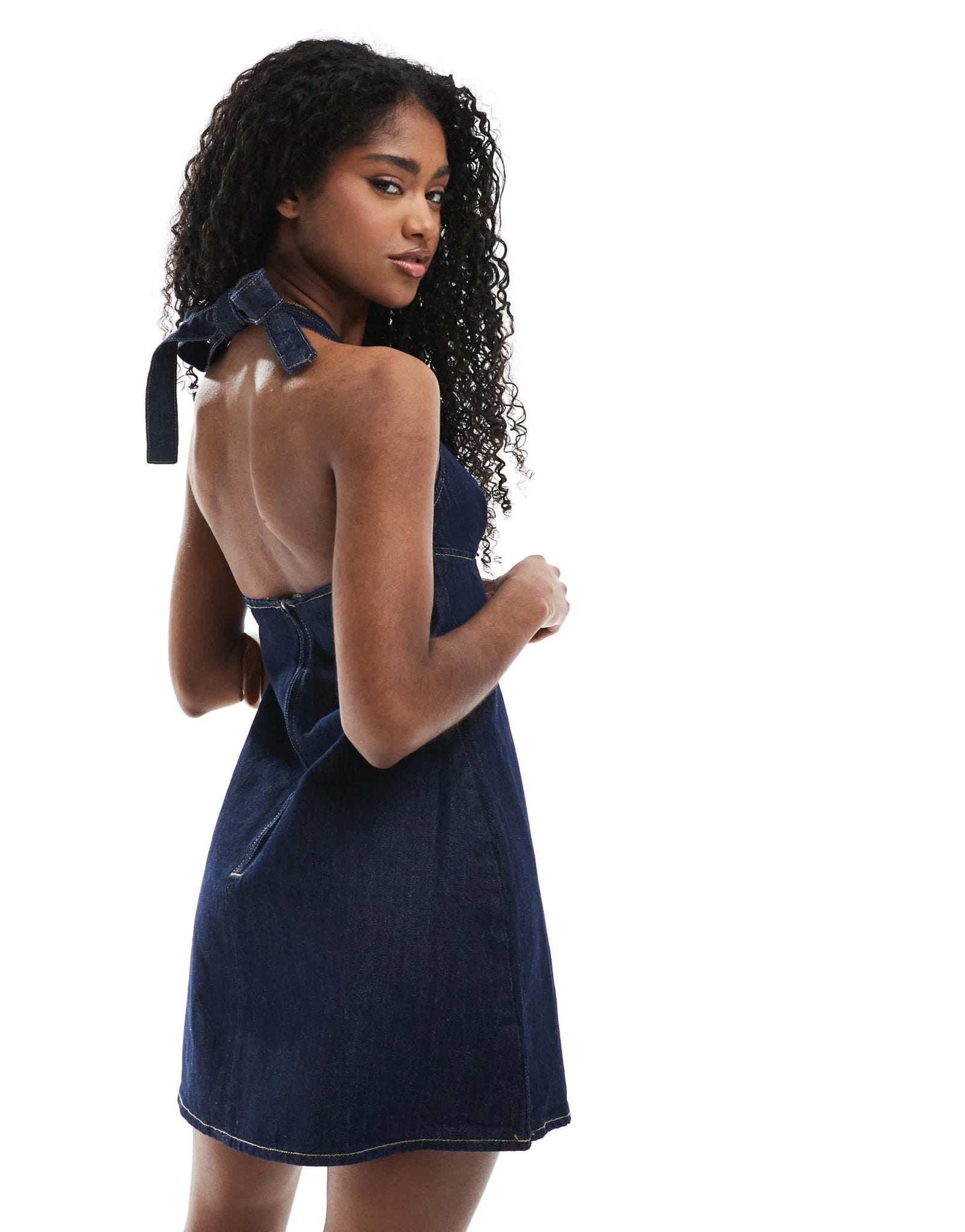 ASOS DESIGN denim halter dress with dart detail - ASOS Sample Sale EU Store