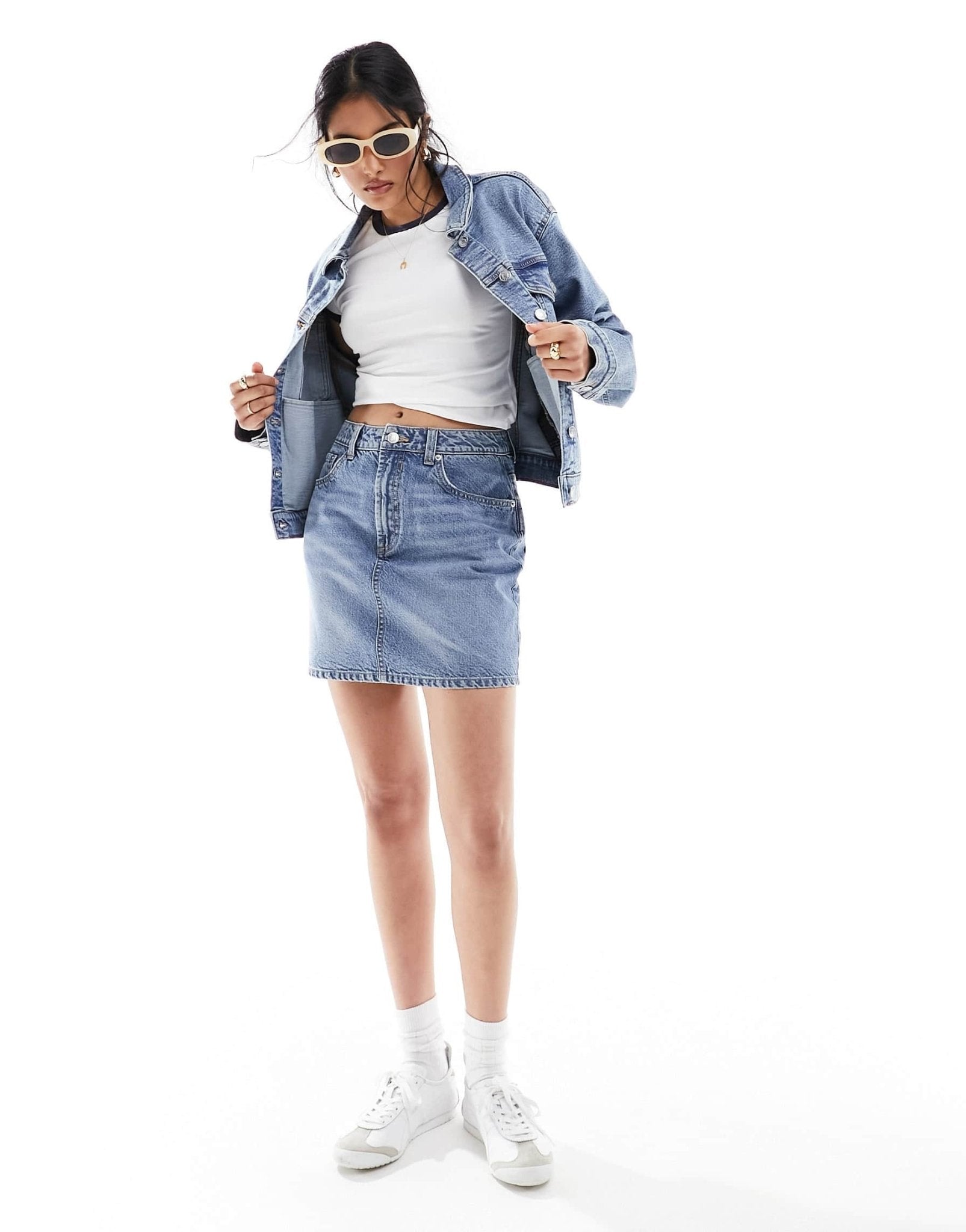 ASOS DESIGN denim high waist mini skirt in midwash blue - ASOS Sample Sale EU Store