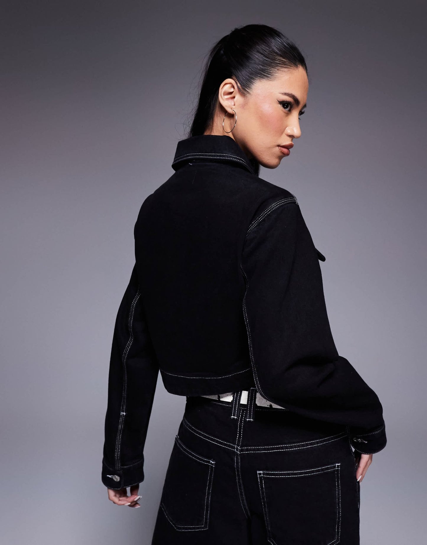 ASOS DESIGN denim jacket with contrast stitch in black - ASOS Sample Sale EU Store