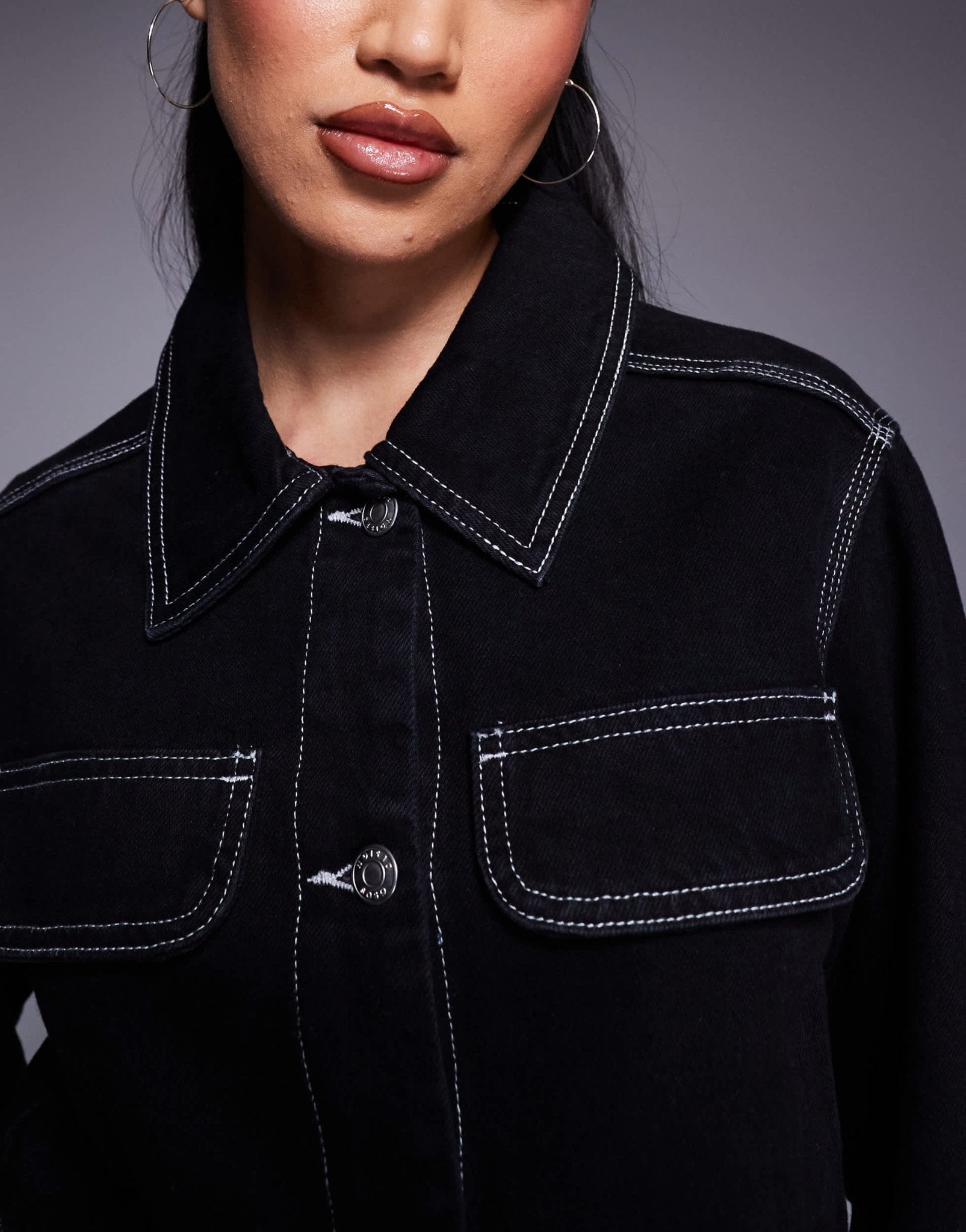ASOS DESIGN denim jacket with contrast stitch in black - ASOS Sample Sale EU Store
