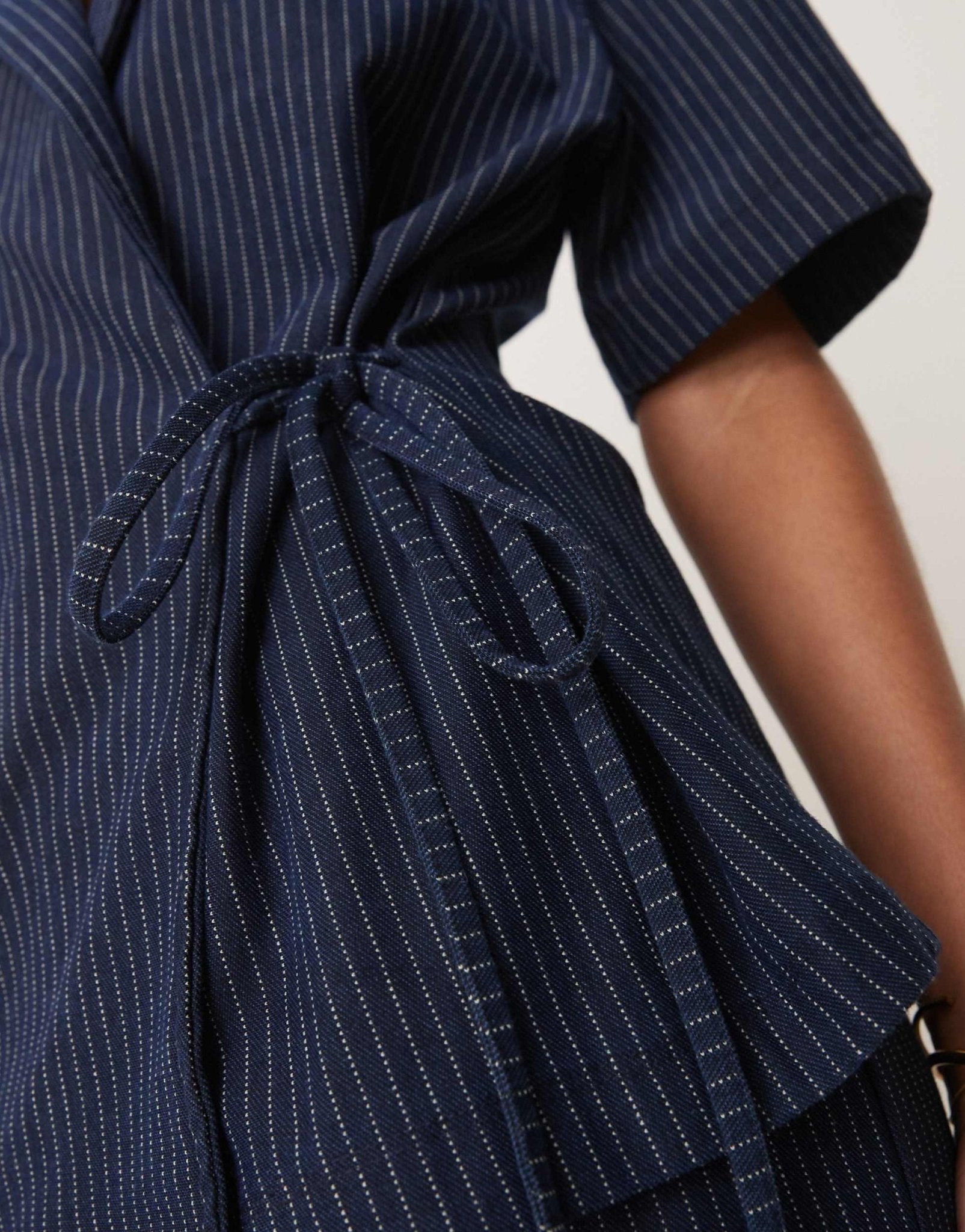 ASOS DESIGN denim look tie front revere shirt in pinstripe - ASOS Sample Sale EU Store