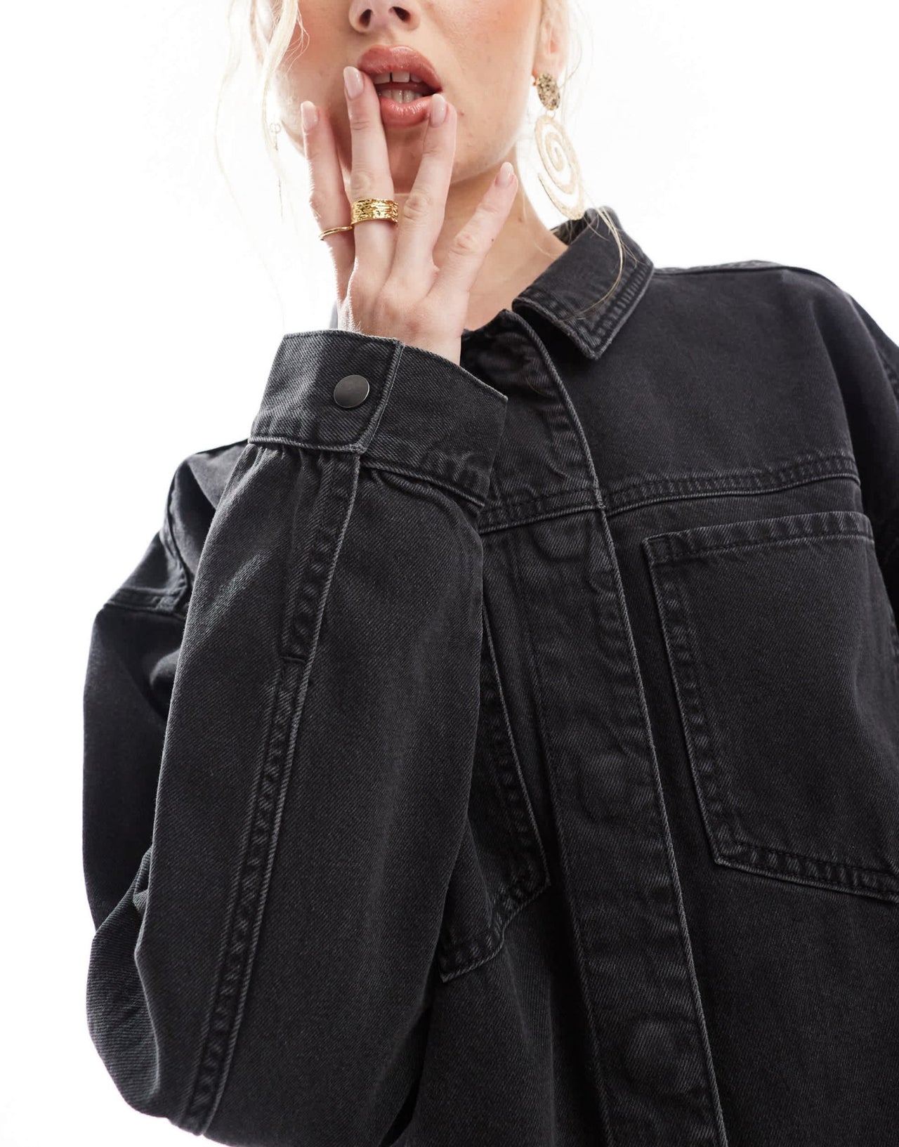 ASOS DESIGN denim mini shirt dress in washed black - ASOS Sample Sale EU Store