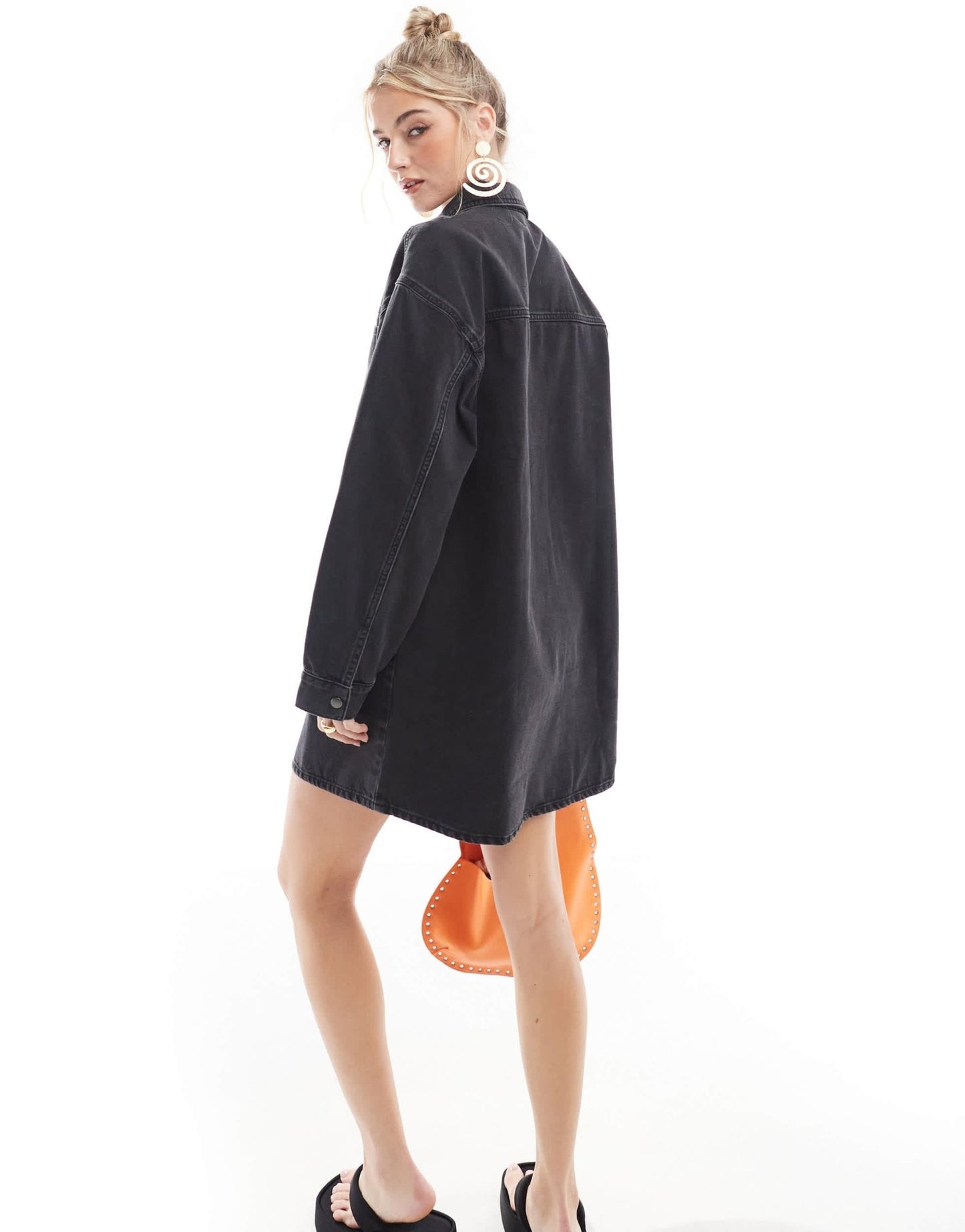 ASOS DESIGN denim mini shirt dress in washed black - ASOS Sample Sale EU Store