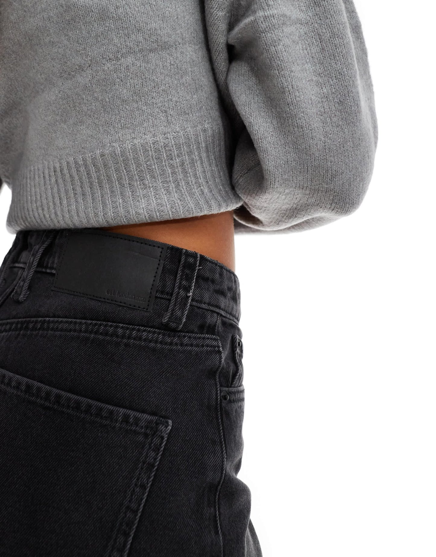 ASOS DESIGN denim mini skirt with cross front waist in wash black - ASOS Sample Sale EU Store