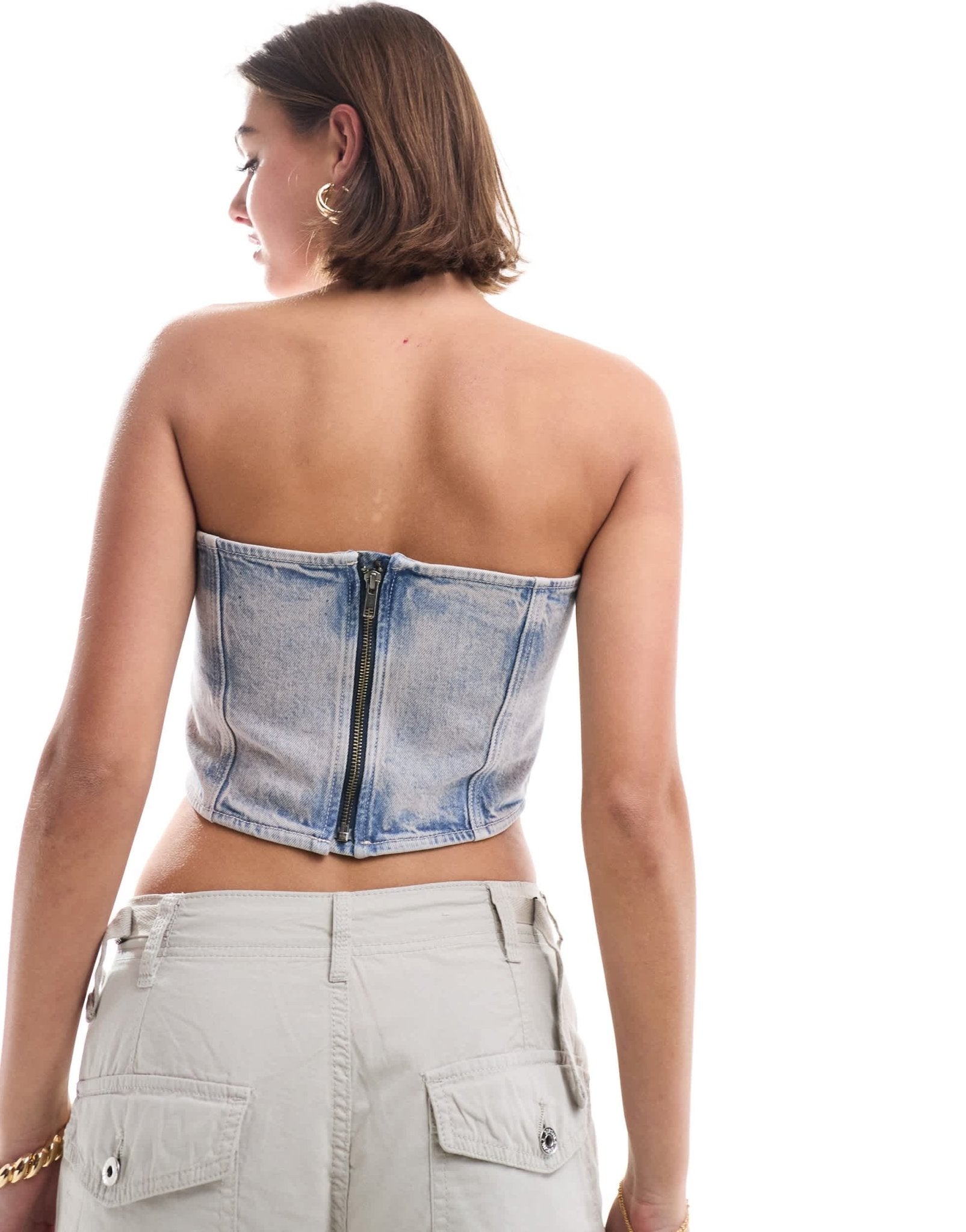ASOS DESIGN denim scarf top in vintage wash - ASOS Sample Sale EU Store