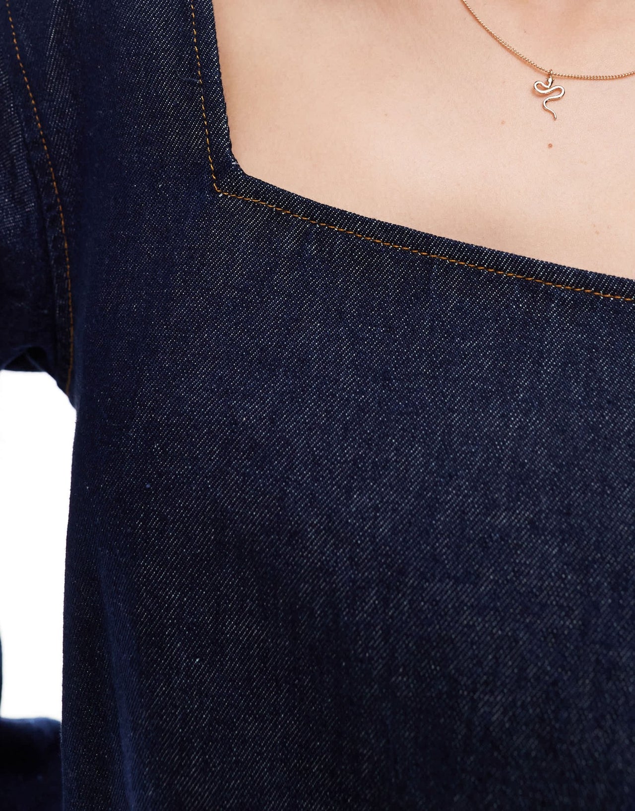 ASOS DESIGN denim seamed long sleeve top in mid blue - ASOS Sample Sale EU Store