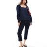 Top de manga larga con costuras de mezclilla ASOS DESIGN en azul medio